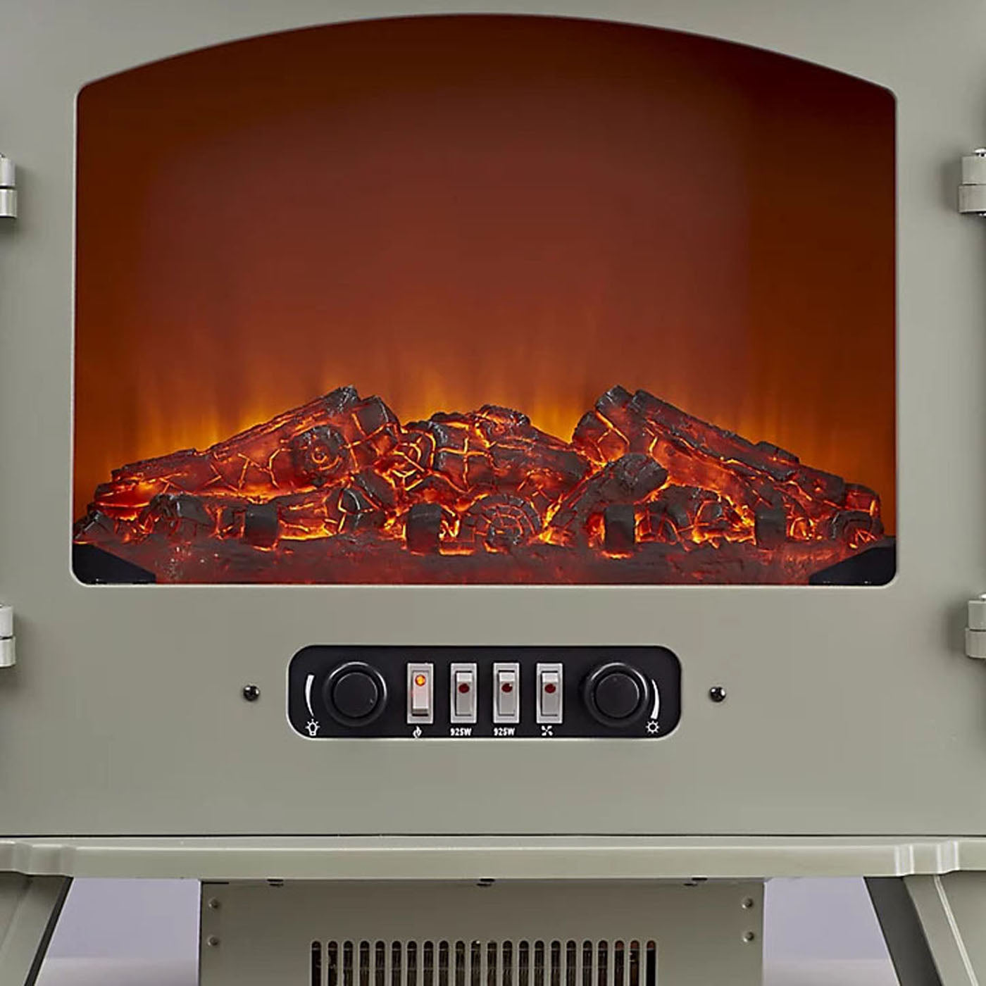 Focal Point Electric Stove Weybourne Matt Sage Grey Heater Log Effect 1.85kW - Image 7