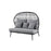 Rattan Garden 2 Seater Sofa Furniture Day Bed Patio Outdoor Steel Grey Cushions - Image 2