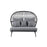 Rattan Garden 2 Seater Sofa Furniture Day Bed Patio Outdoor Steel Grey Cushions - Image 3