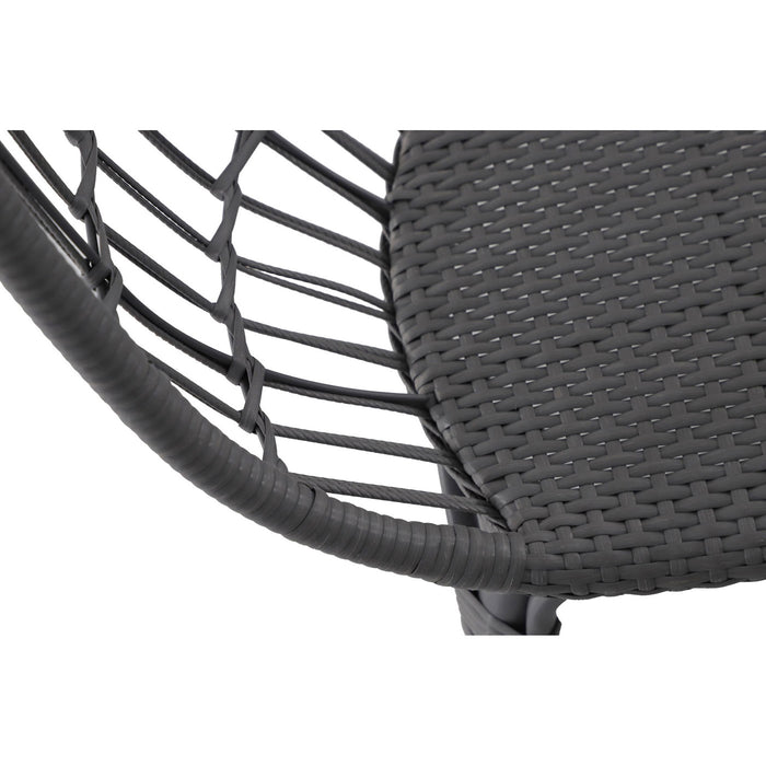 Kids Egg Chair Rattan Effect Steel Grey Water Repellent Contemporary Durable - Image 3