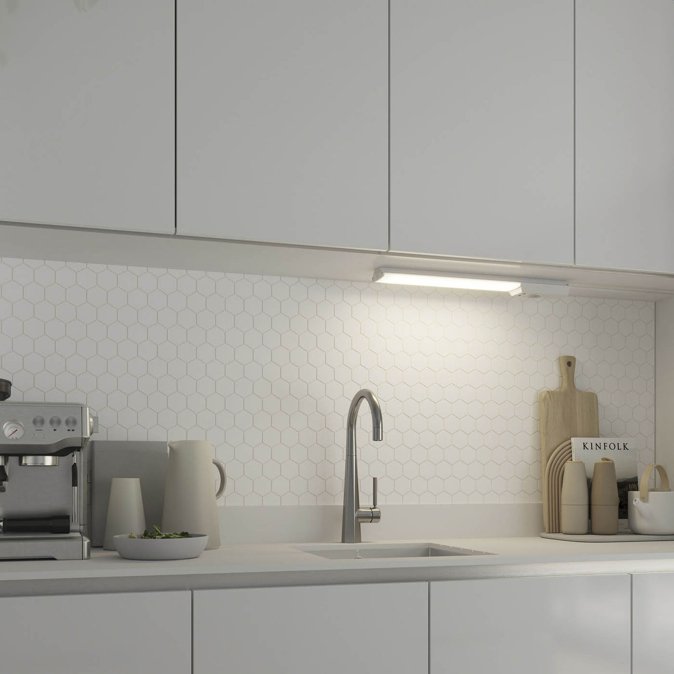 Cabinet Light White 2 USB Outlets Indoor Lamp Kitchen Wardrobe Bookcase - Image 2