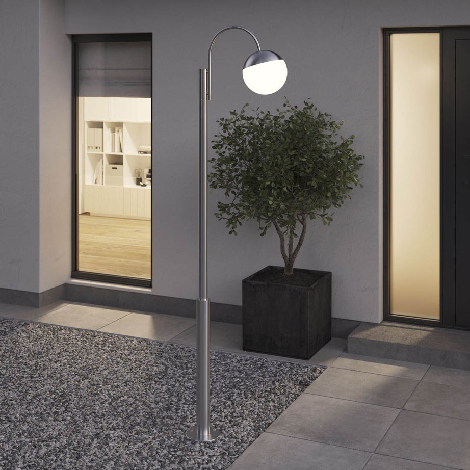 Outdoor Post Lantern Light 1 Lamp Glass Stainless Steel Mains Powered (H)2274mm - Image 1