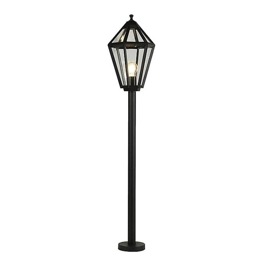 Post Light 1 Lamp Lantern Black Mains Outdoor 6 Faces Waterproof IP44 25 W 240 V - Image 1