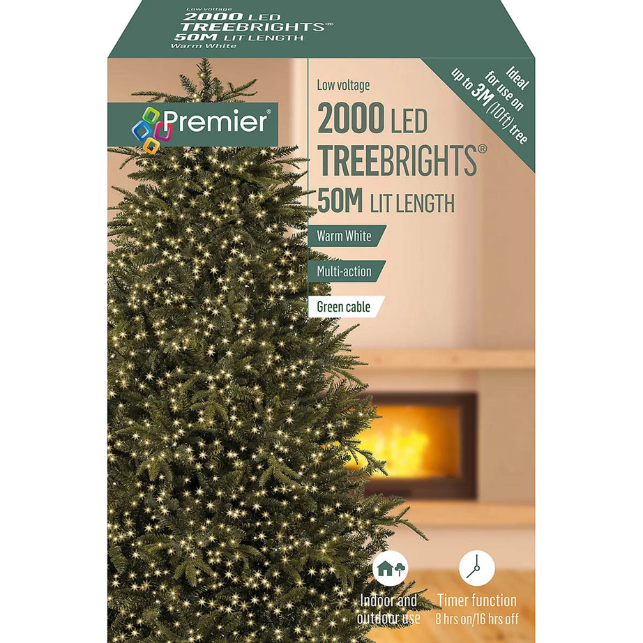 LED String Lights 2000 Warm White Green Cable Timer Indoor Outdoor Christmas - Image 1