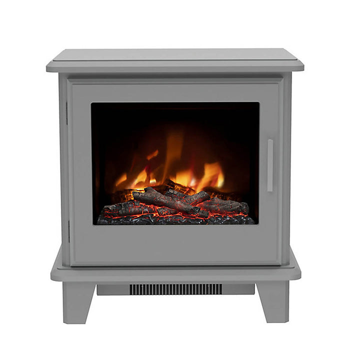 Electric Stove Fireplace Matt Grey Modern Heater Flame Effect Remote Control 2kW - Image 1