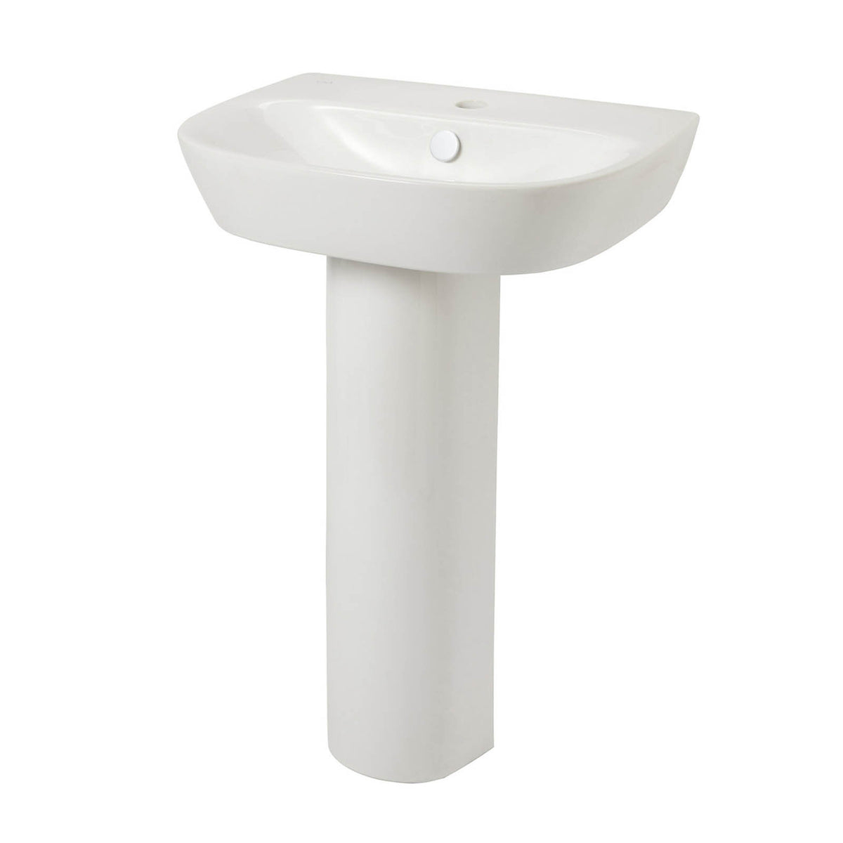 GoodHome Malo Full Pedestal Basin Gloss White Oval 1 Tap Hole 54.5cm - Image 1