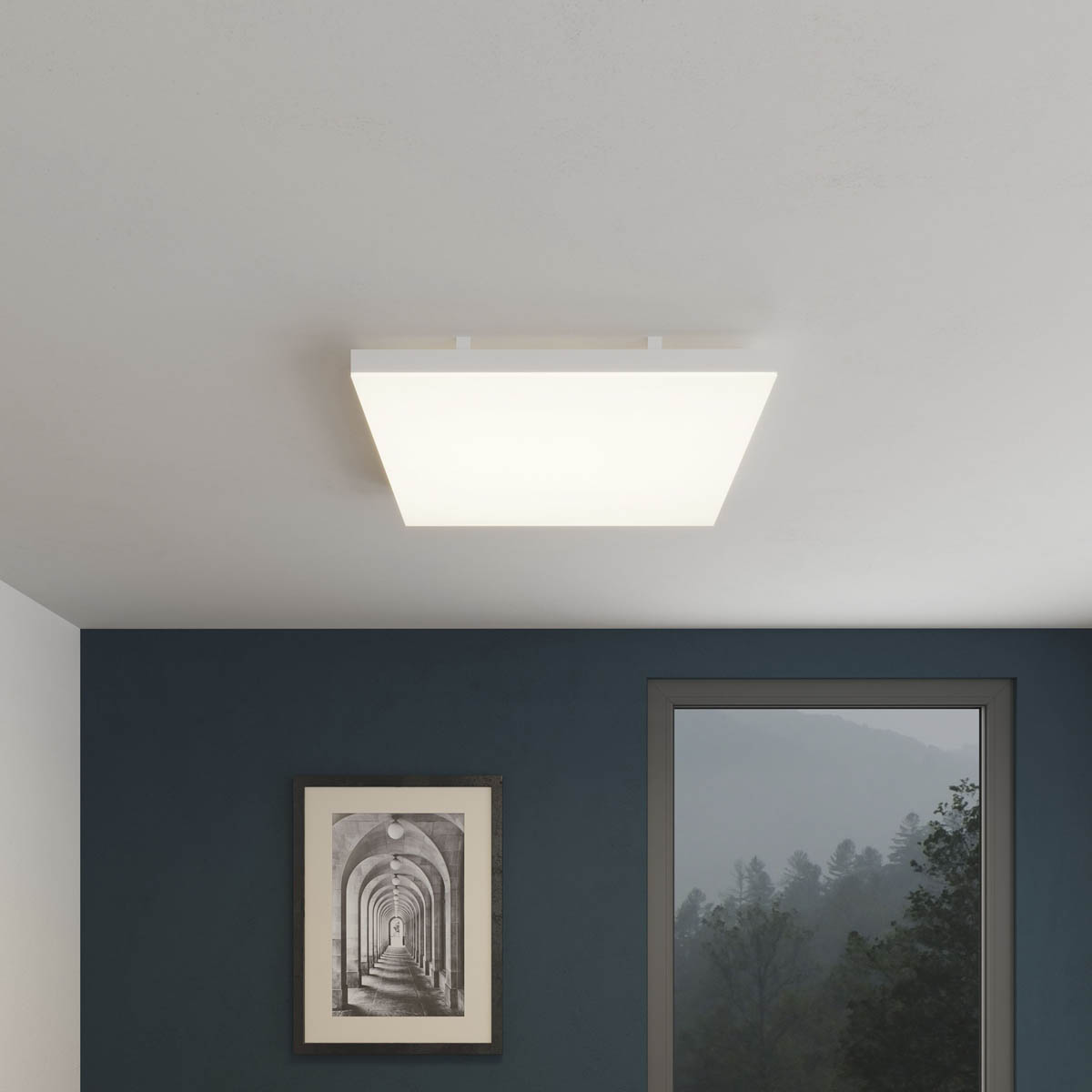 LED Panel Light Ceiling Matt White Porcelain Effect Square Neutral White 595mm - Image 1