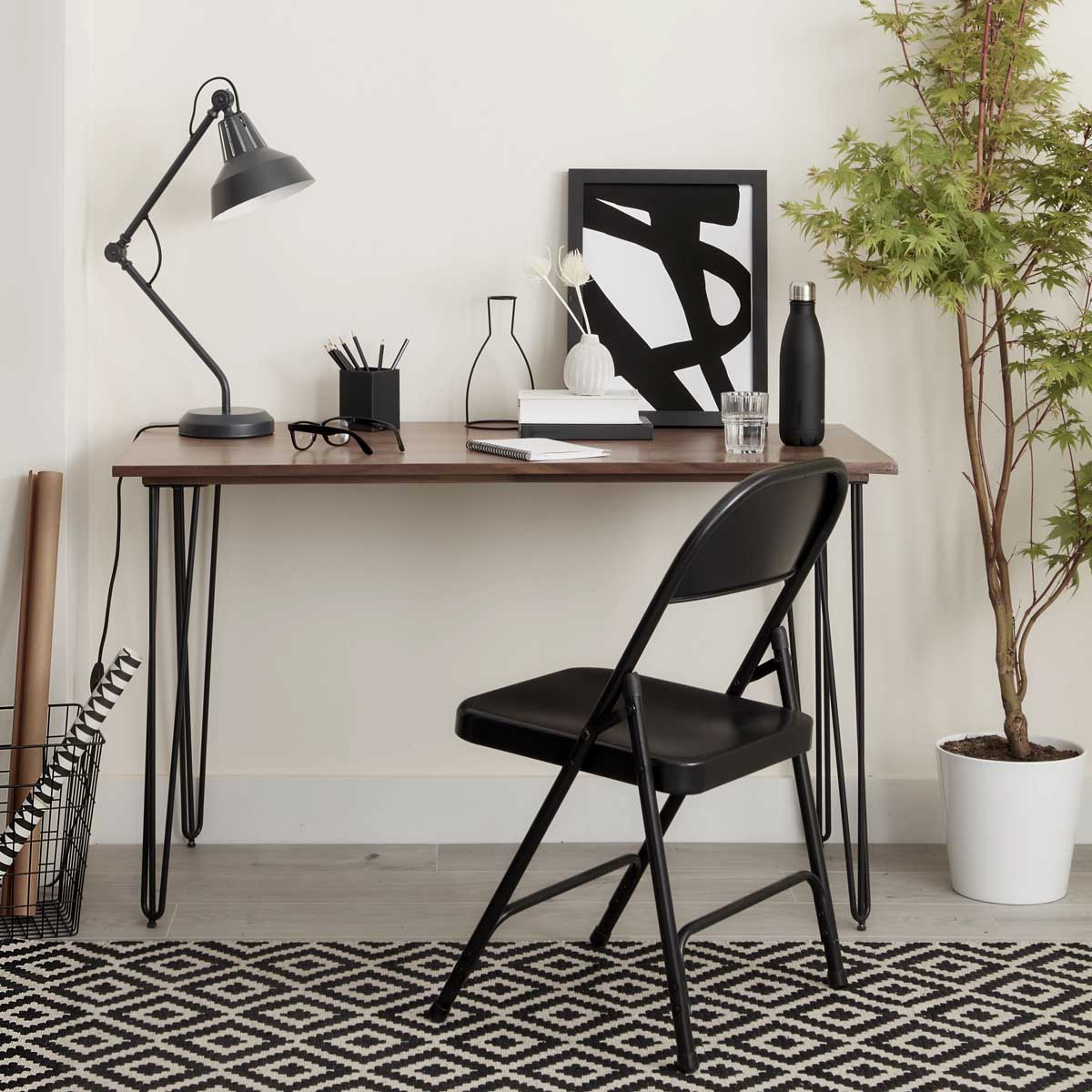 Console Side Table Storage Shelf Matt Walnut Effect Modern Industrial Furniture - Image 2