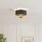 Ceiling Light 3 Lamp LED Satin Fabric Metal Navy Antique Brass Effect Round - Image 1