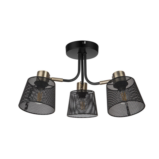LED Ceiling Light 3 Way Multi Arm Matt Metal Black Antique Brass Modern - Image 1