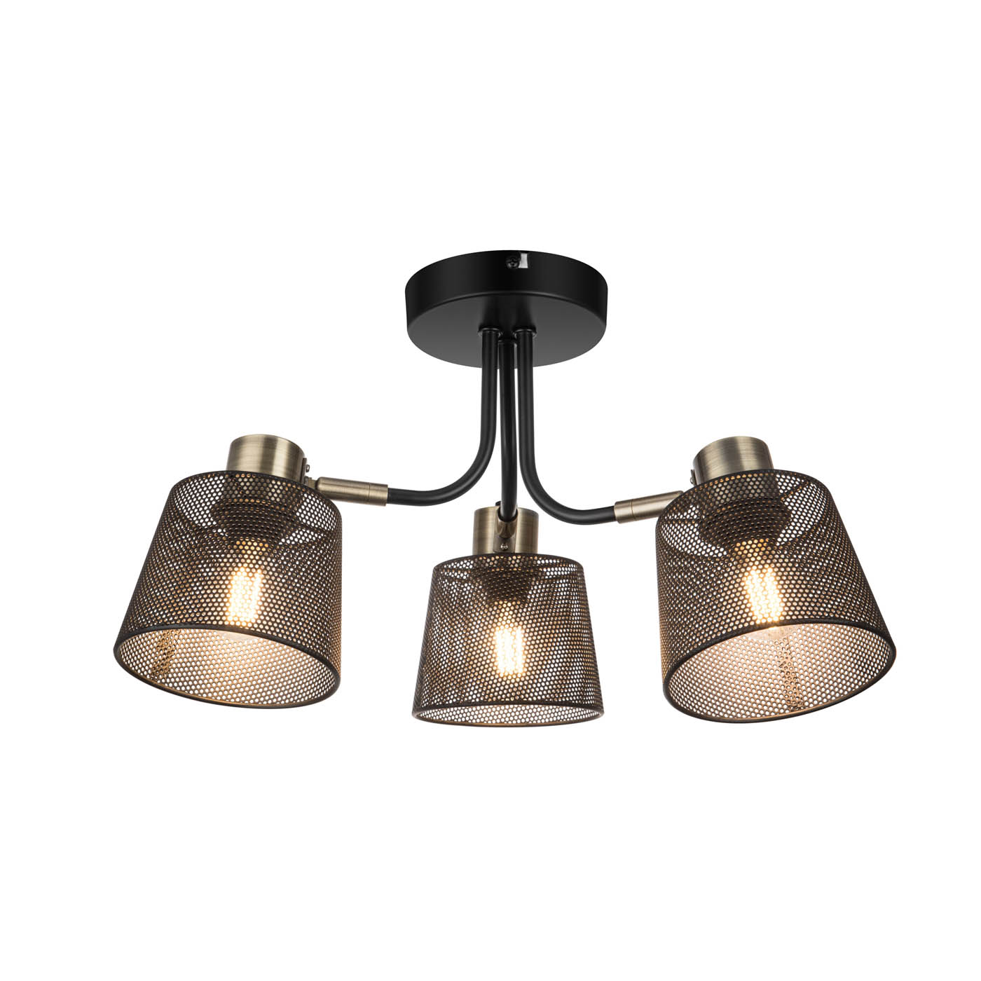 LED Ceiling Light 3 Way Multi Arm Matt Metal Black Antique Brass Modern - Image 3