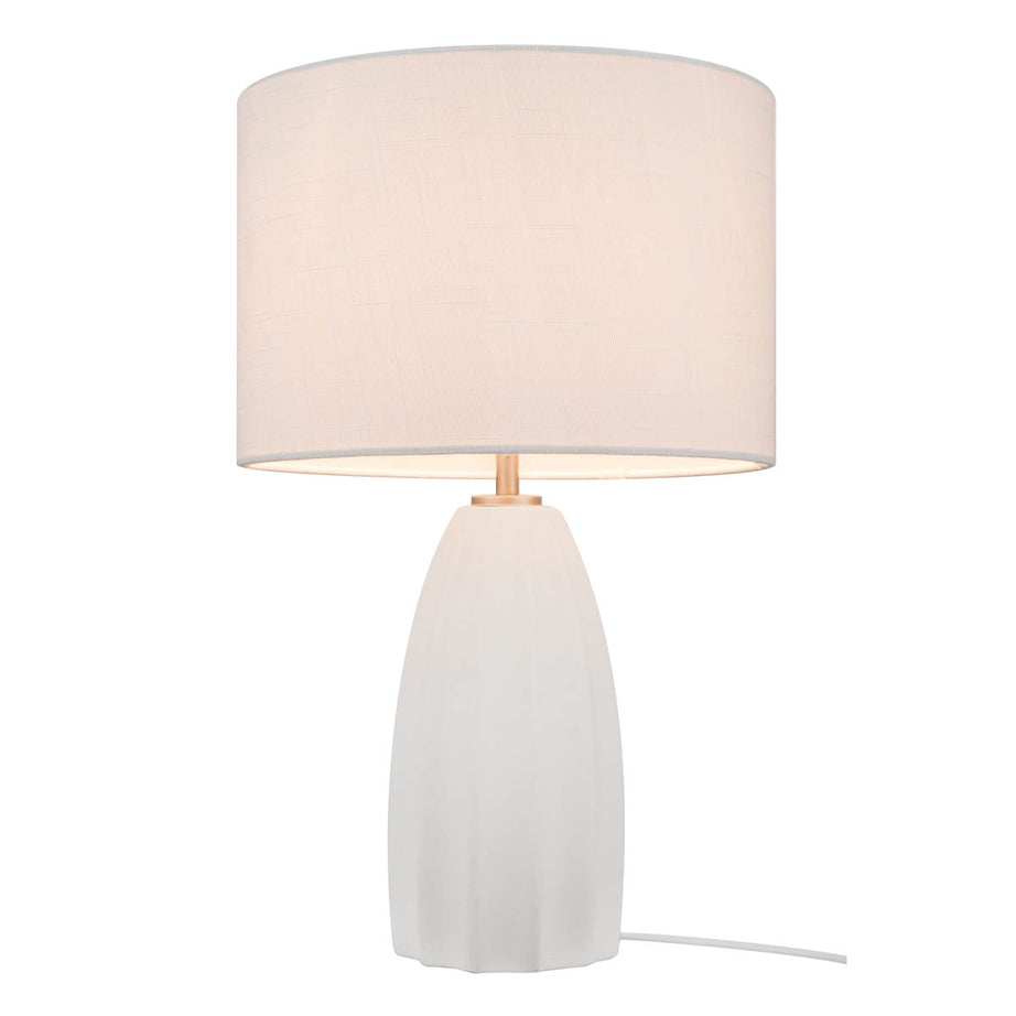 Table Lamp Cream Ceramic Base White Fabric Bedside Living Room Contemporary - Image 1