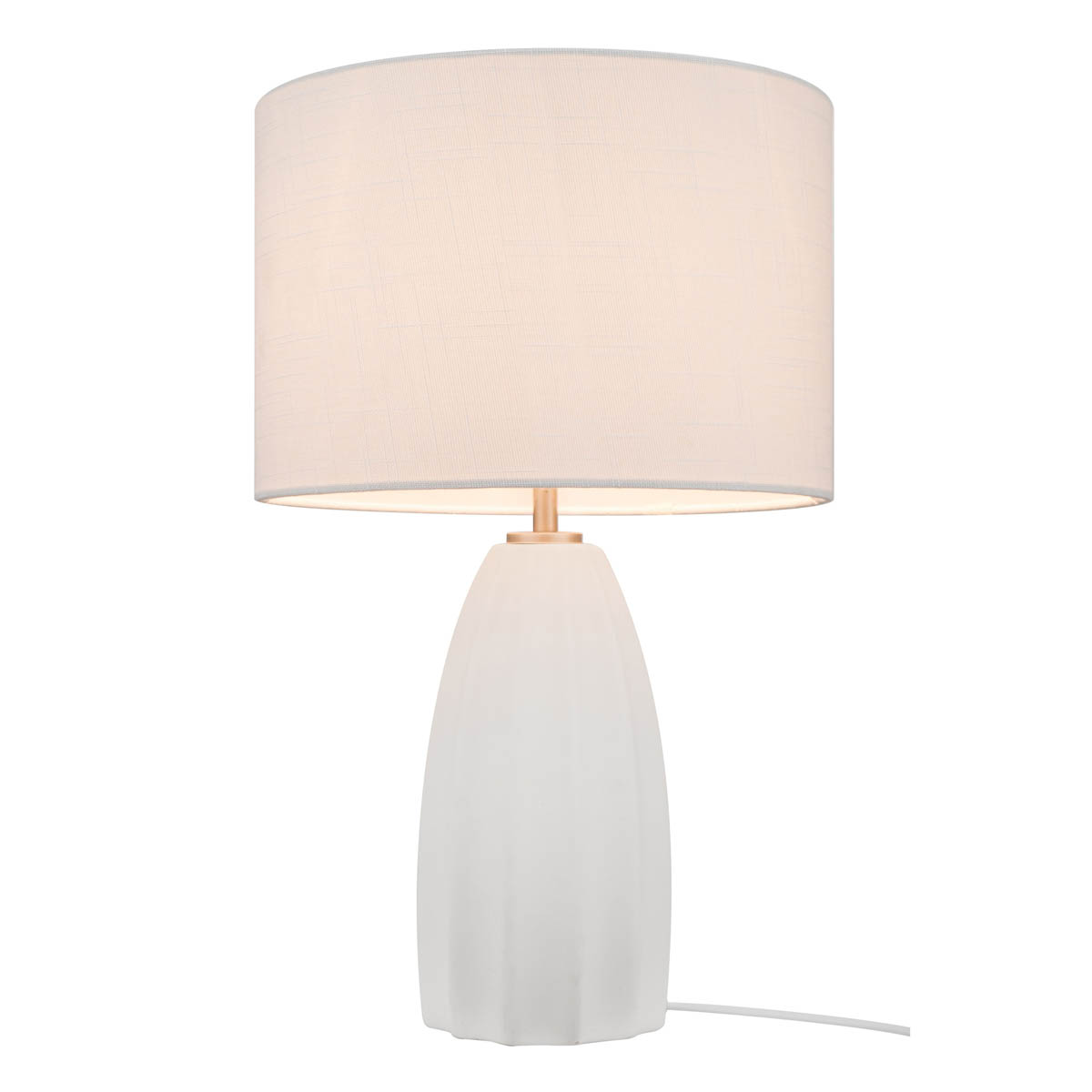 Table Lamp Cream Ceramic Base White Fabric Bedside Living Room Contemporary - Image 1