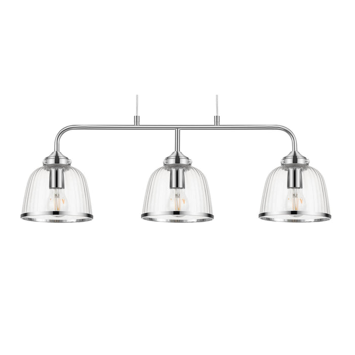 LED Pendant Ceiling Light Bar 3 Way Multi Arm Clear Glass Shades Chrome Modern - Image 4