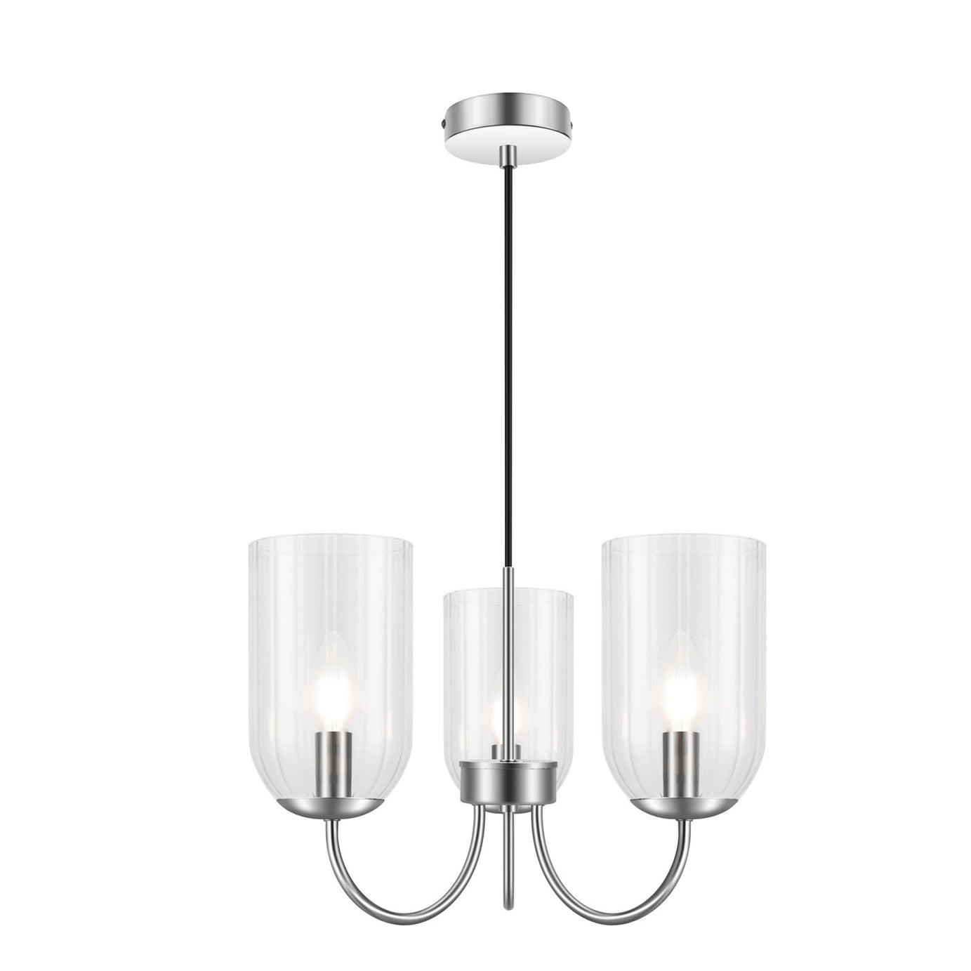 Ceiling Light Chrome 3 Way Clear Glass Shade Pendant Living Room Bedroom 10W - Image 3