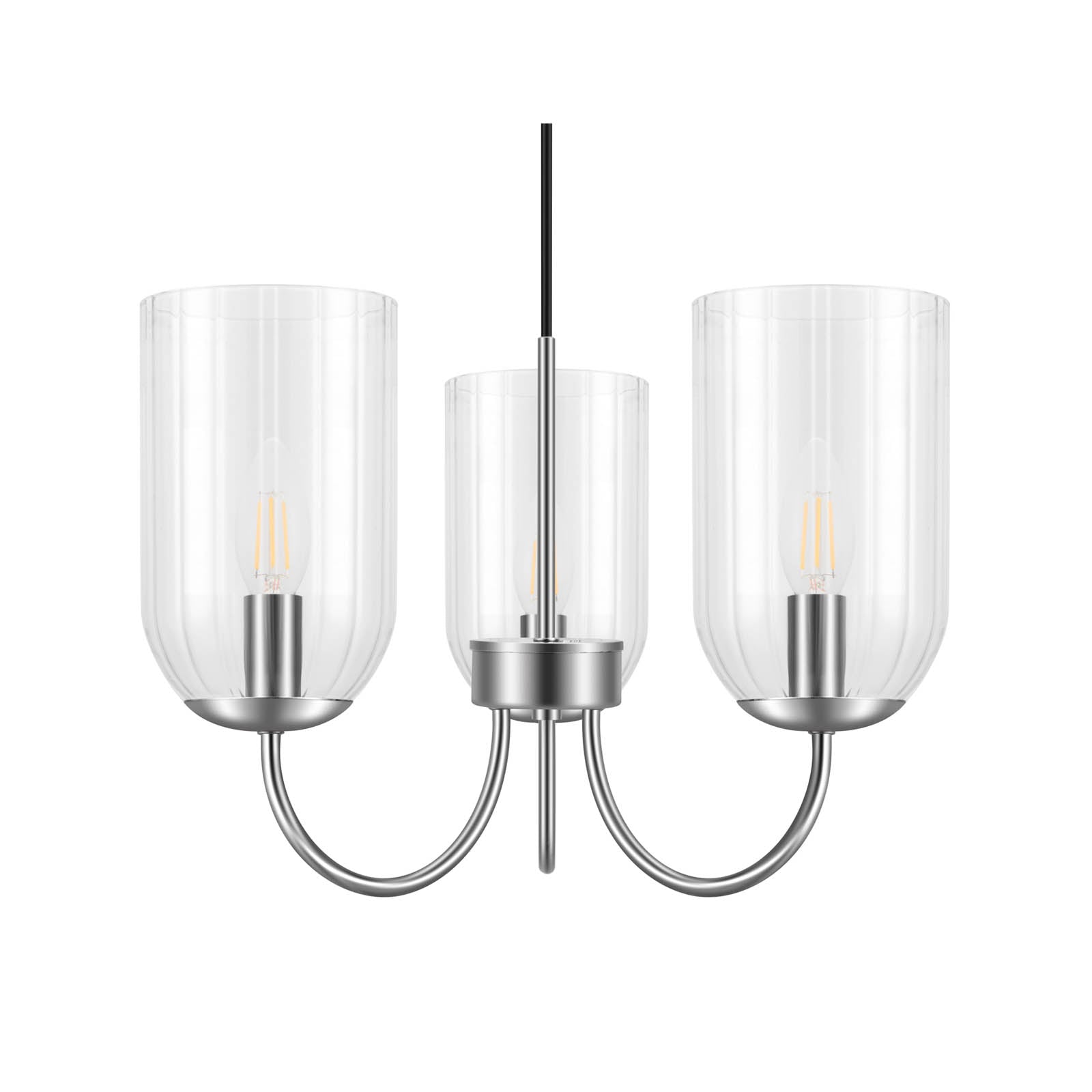 Ceiling Light Chrome 3 Way Clear Glass Shade Pendant Living Room Bedroom 10W - Image 4