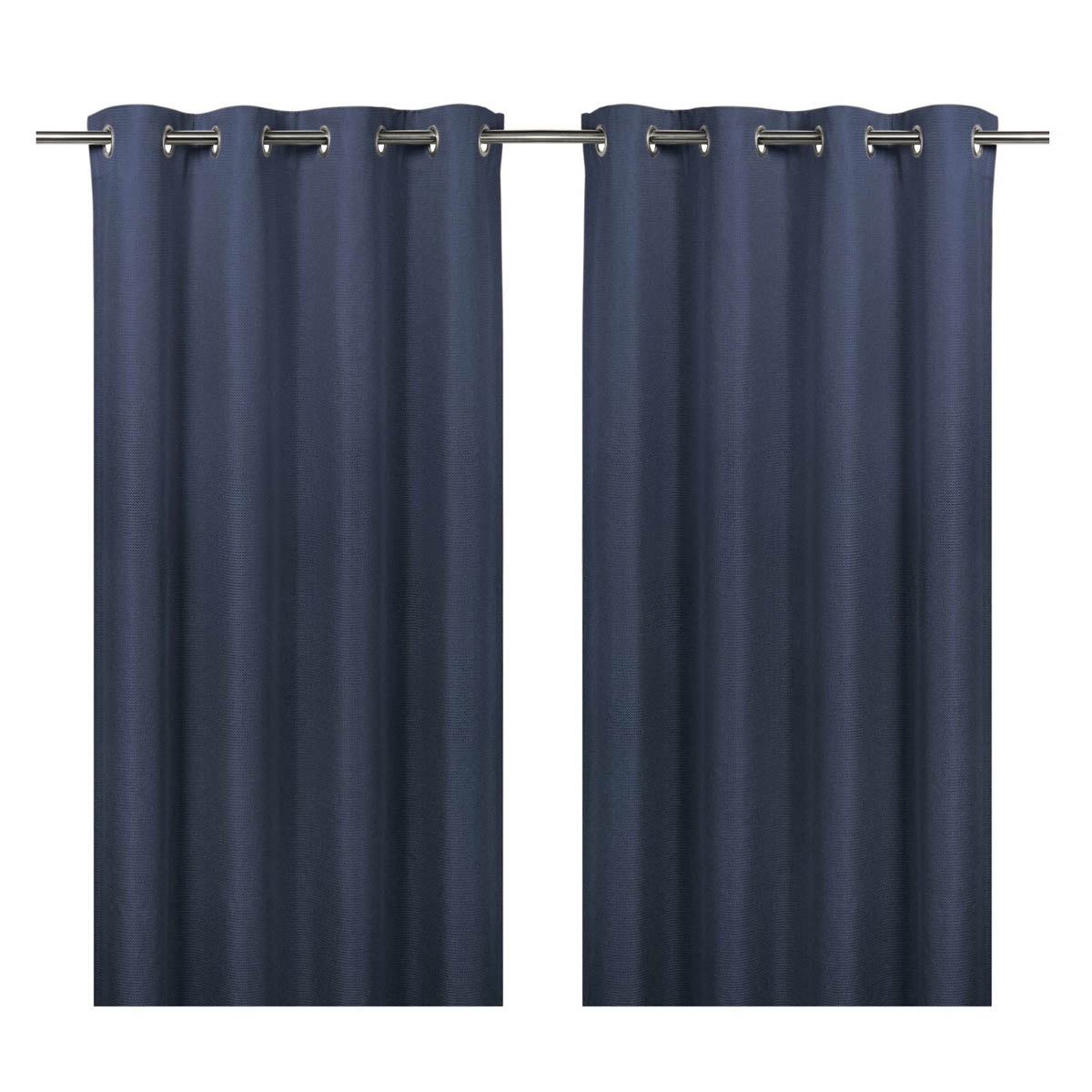 Pair Blackout Eyelet Curtains Navy Lined Ready Made Ring Top (W)167x(L)183cm - Image 1