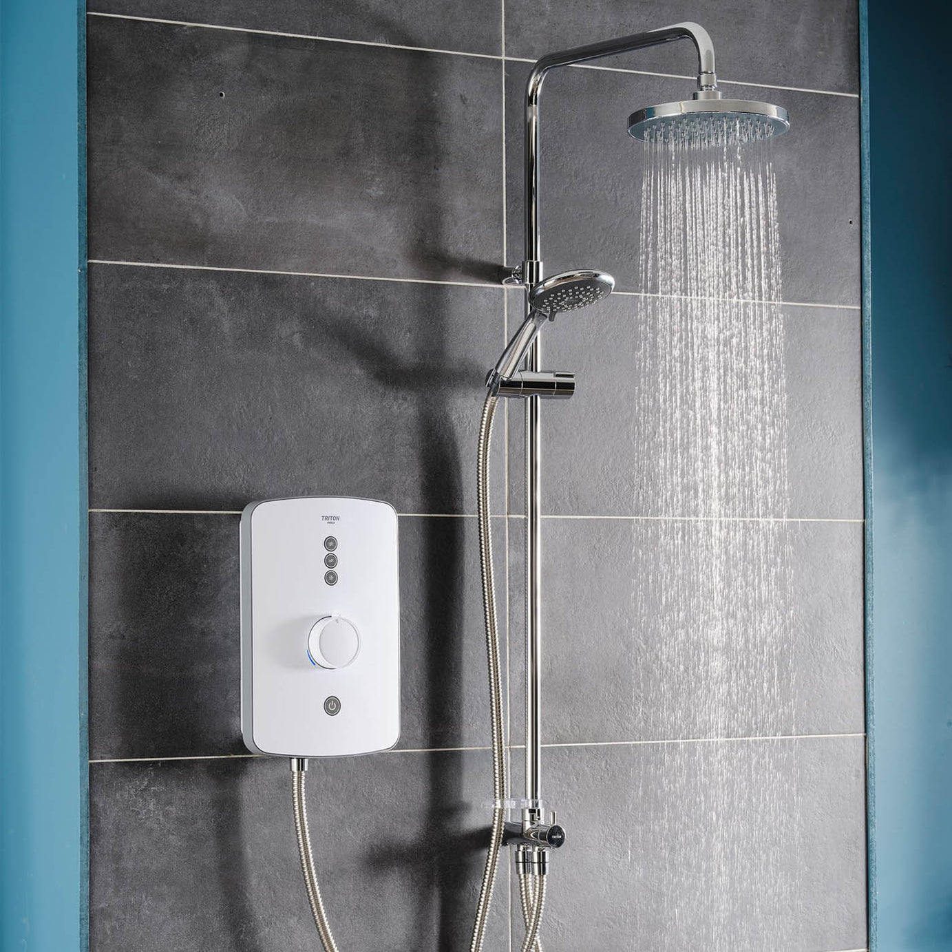 Triton Electric Shower Dual Head 9.5kW White 5 Spray Patterns Manual Modern - Image 5