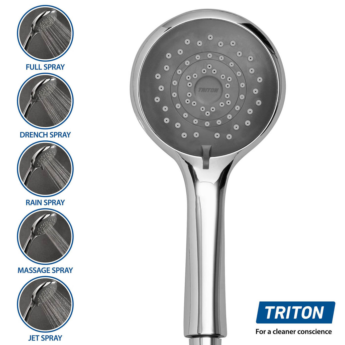 Triton Electric Shower Dual Head 9.5kW White 5 Spray Patterns Manual Modern - Image 6