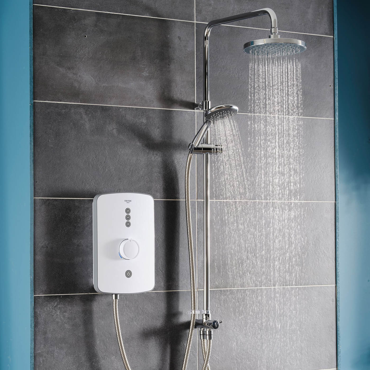 Triton Electric Shower Dual Head 9.5kW White 5 Spray Patterns Manual Modern - Image 7