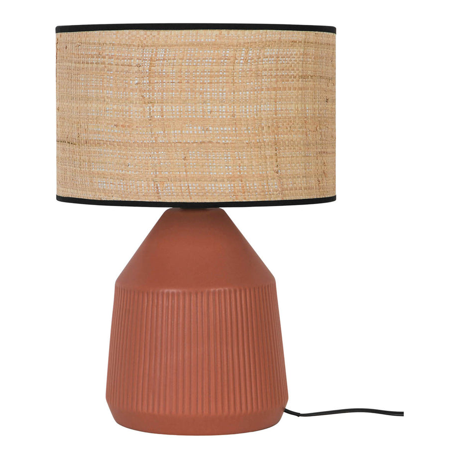 Table Lamp Round Matt Natural E27 Ceramic Straw Bedroom Living Room Modern - Image 1