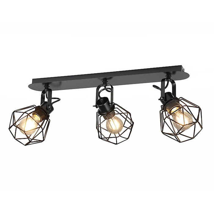 LED Ceiling Spotlight 3 Way Multi Arm Modern Industrial Matt Black Dining Bar - Image 2