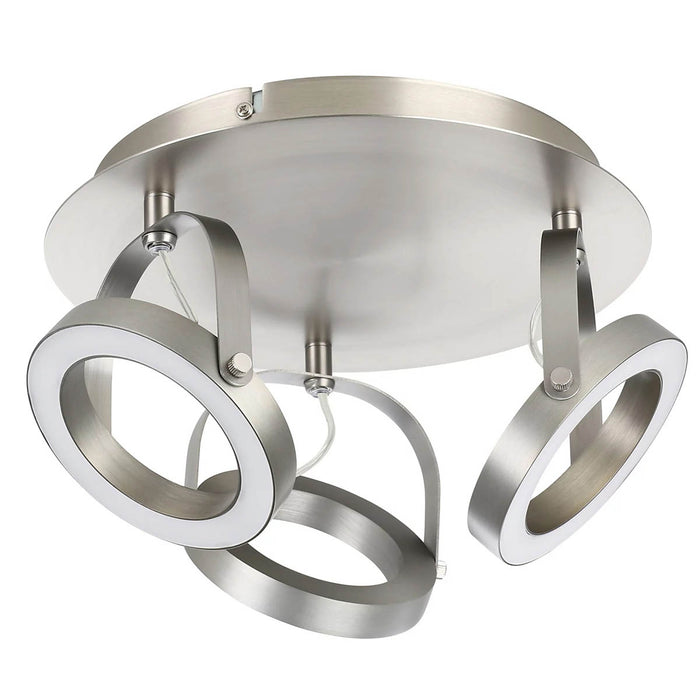 LED Ceiling Spot Light Plate 3 Way Satin Nickel Effect Dimmable Warm White 400lm - Image 2