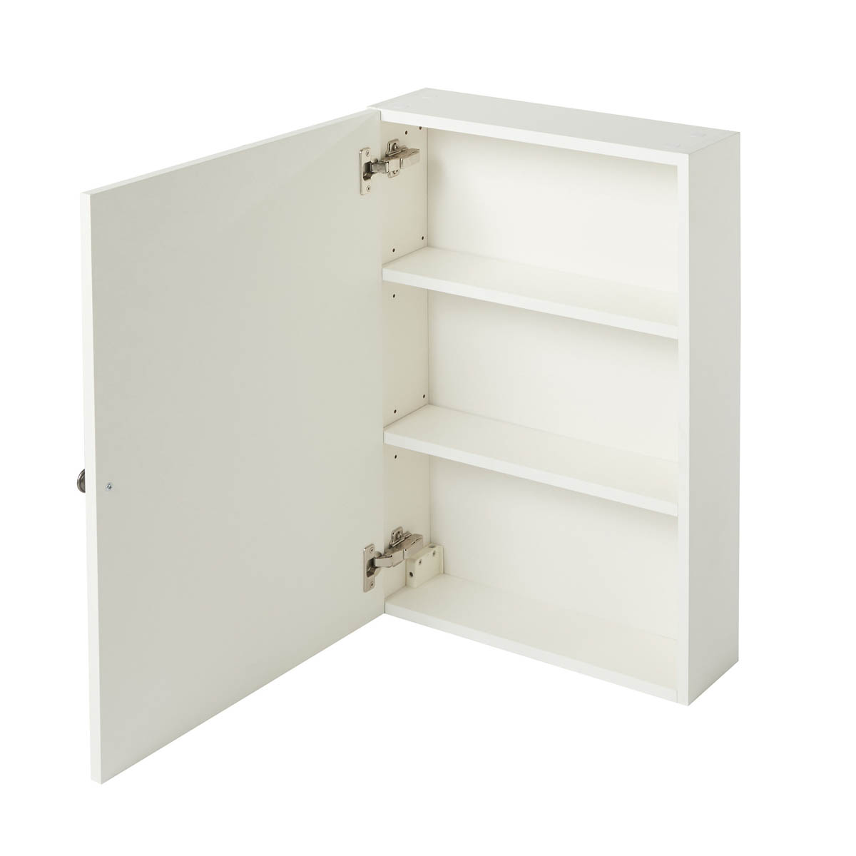 Bathroom Cabinet Wall Mounted Mirrored Single Satin White (W)500 (H)700mm - Image 3
