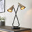 Table Lamp LED 2 Light Dual Shade Steel Matt Black Antique Brass Modern - Image 1