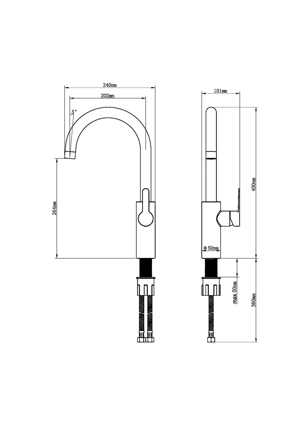 Kitchen Tap Mixer Single Side Lever Copper Effect Swivel Spout Modern Faucet - Image 2