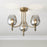 LED Ceiling Light 3 Way Multi Arm Smoked Glass Shades Antique Brass Effect - Image 1