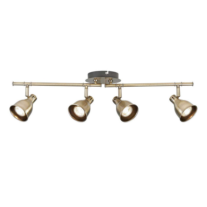 Spotlight Bar 4 LED Lamps Steel Antique Brass Effect Adjustable Dimmable - Image 2