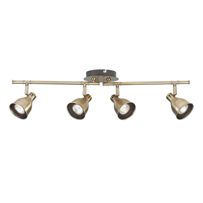 Spotlight Bar 4 LED Lamps Steel Antique Brass Effect Adjustable Dimmable - Image 3