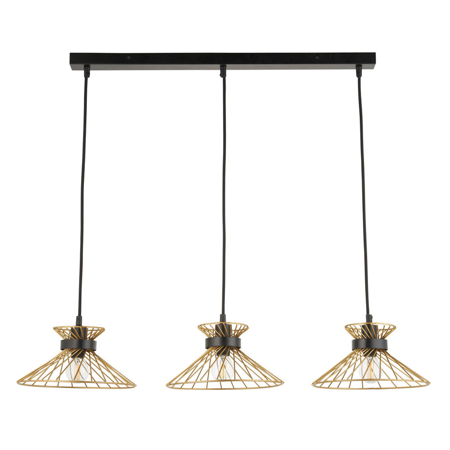 Pendant Ceiling Light 3 Lamp LED Black Gold Effect Dimmable Modern (Dia)770mm - Image 2