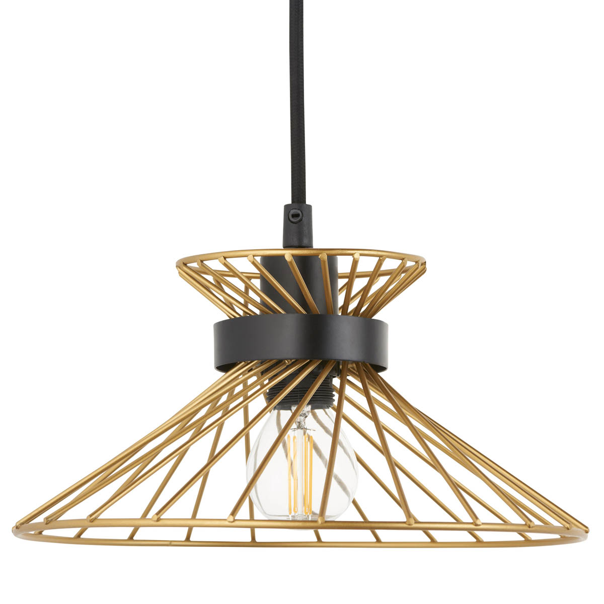 Pendant Ceiling Light 3 Lamp LED Black Gold Effect Dimmable Modern (Dia)770mm - Image 3
