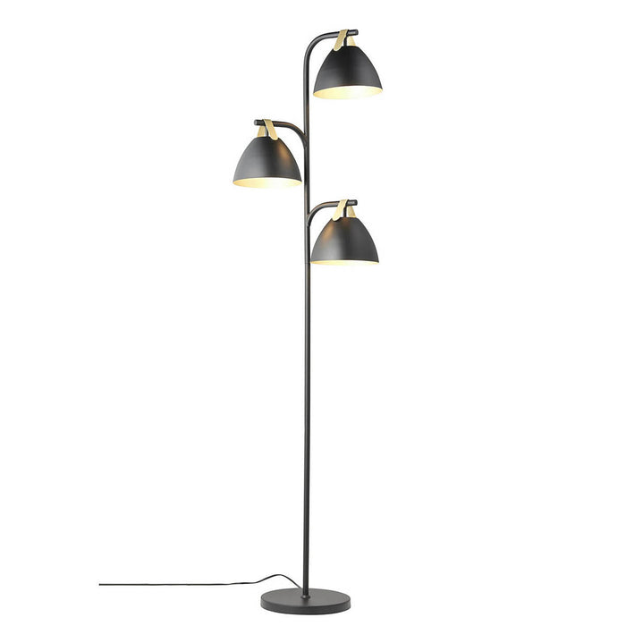 Floor Lamp 3 Light LED Steel Matt Black Finish Inner Gold Effect Modern - Image 2