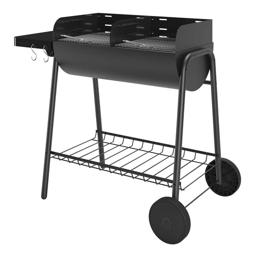Charcoal Barbecue Grill Black Steel Adjustable Grids Rust-Resistant Portable - Image 1