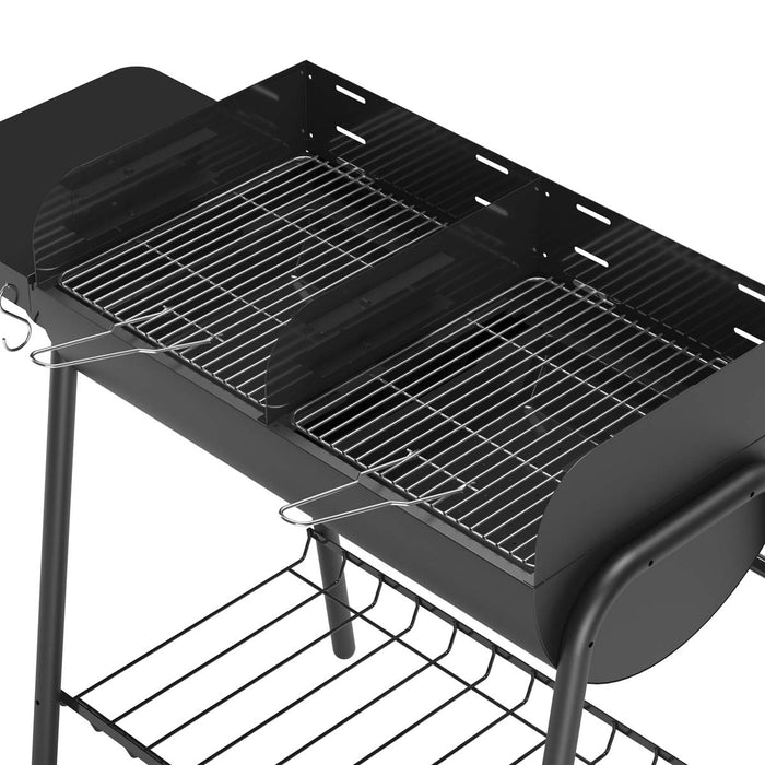 Charcoal Barbecue Grill Black Steel Adjustable Grids Rust-Resistant Portable - Image 3