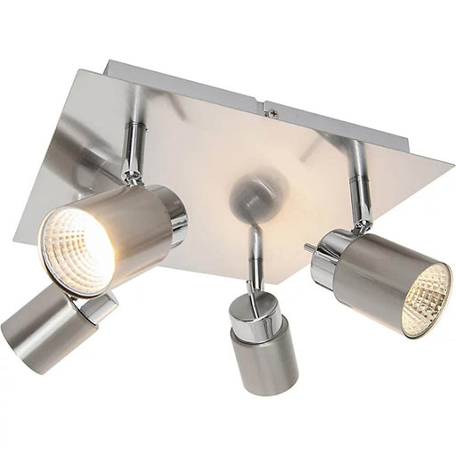 LED Ceiling Spotlight 4 Way Warm White Square Nickel Effect Kitchen Bar 13W - Image 1