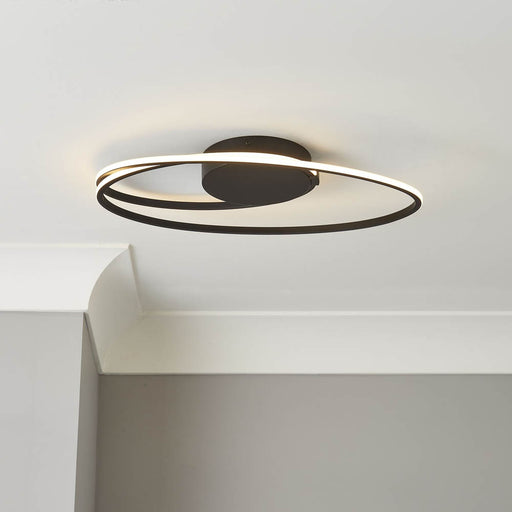 Ceiling Light LED Swirl Matt Black Medium Warm White Modern Living Room Bedroom - Image 1