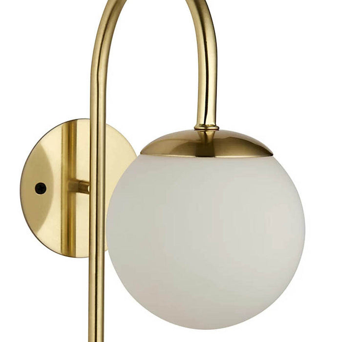Wall Light Plug In Lamp Elegant Frosted Opal Glass Shade Satin Brass Effect 3W - Image 2