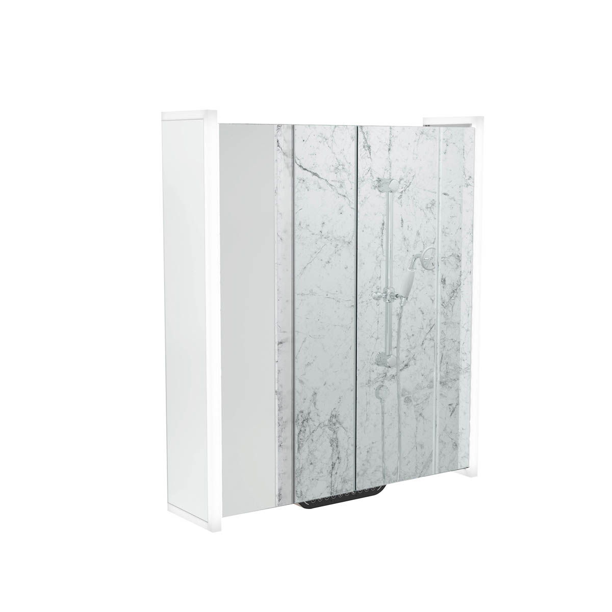 Smart Bathroom Cabinet LED White Illuminated Mirrored With Alexa 2 Doors - Image 1
