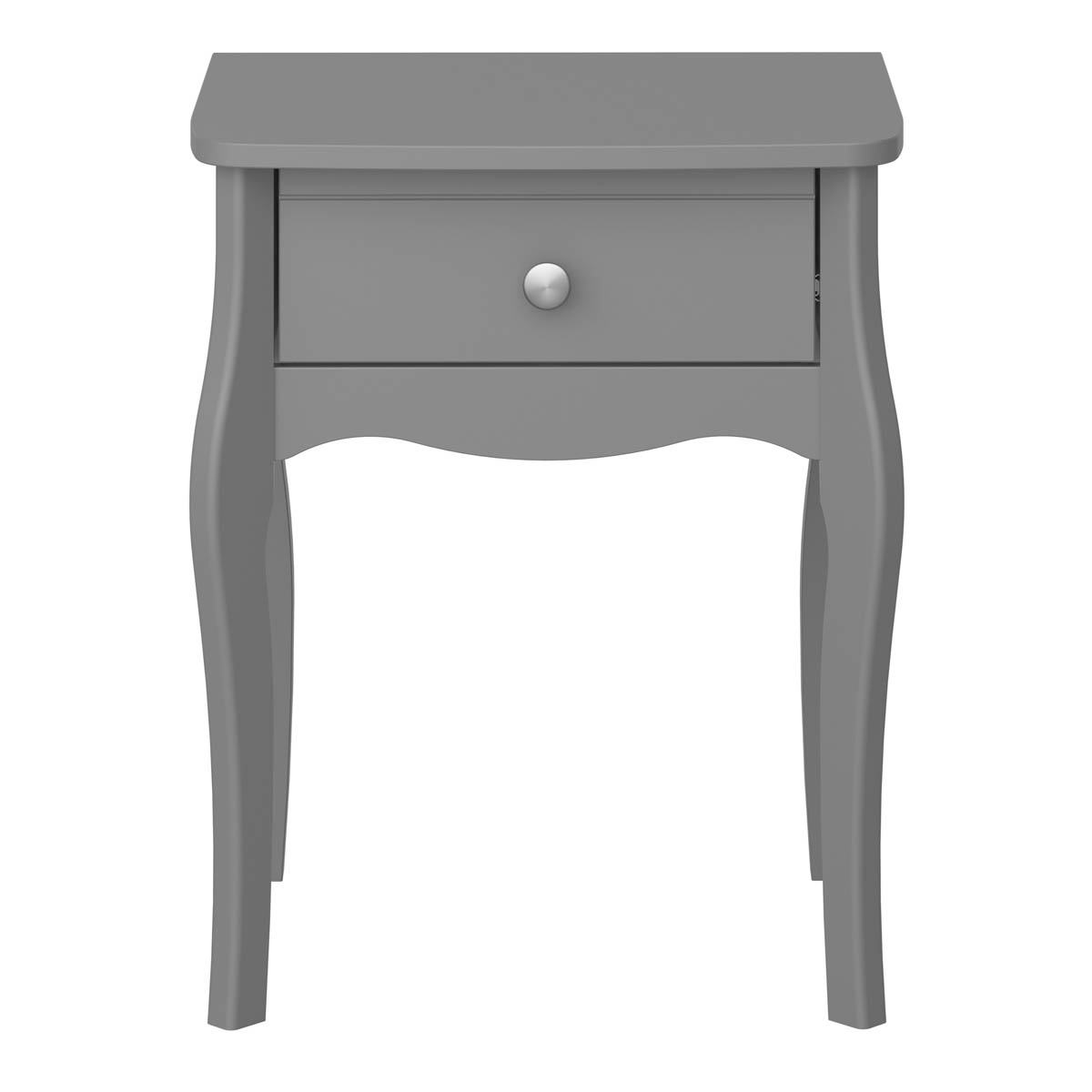 Lautner Bedside Table 1 Drawer Satin Grey French Style MDF (H)550(W)450(D)353mm - Image 3