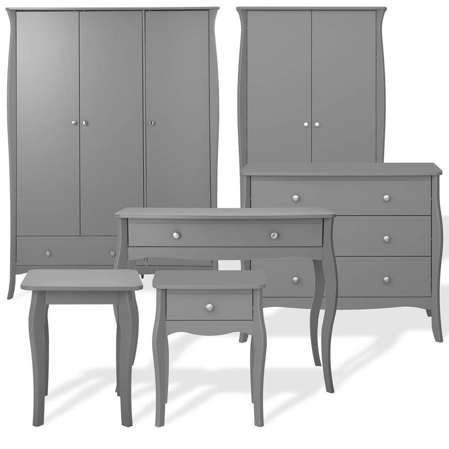 Lautner Bedside Table 1 Drawer Satin Grey French Style MDF (H)550(W)450(D)353mm - Image 4