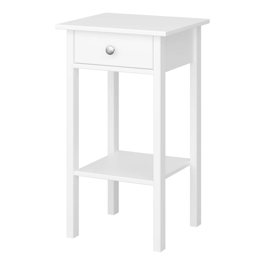 Bedside Table Cabinet 1 Drawer Satin White Scandinavian (H)700mm (W)400mm - Image 1
