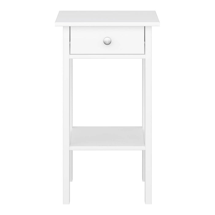 Bedside Table 1 Drawer MDF Satin White Classic (H)700mm (W)400mm (D)354mm - Image 2