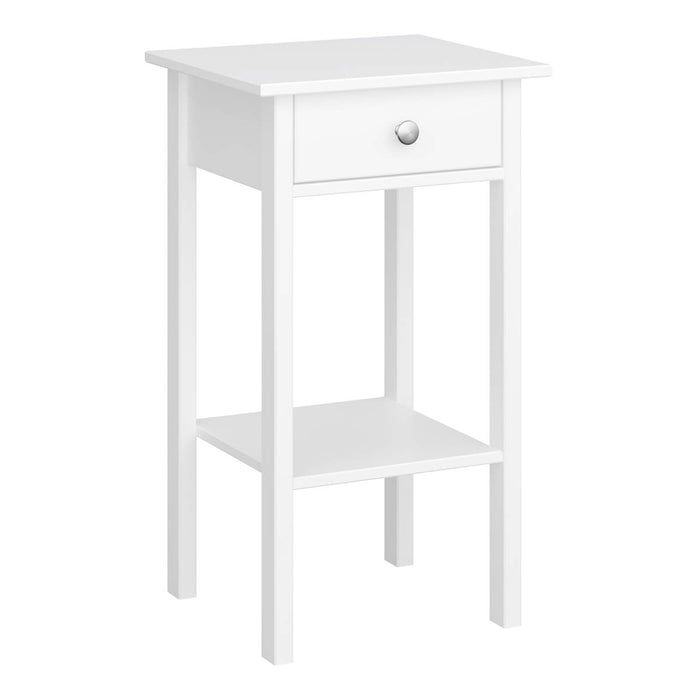 Bedside Table 1 Drawer MDF Satin White Classic (H)700mm (W)400mm (D)354mm - Image 3