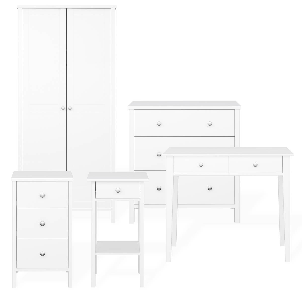 Bedside Table Cabinet 1 Drawer Satin White Scandinavian (H)700mm (W)400mm - Image 4