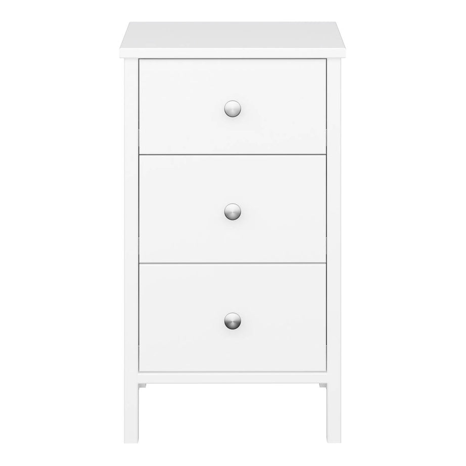Valenca Bedside Table Chest White 3 Drawer Satin MDF (H)699 (W)400 (D)382.4mm - Image 3