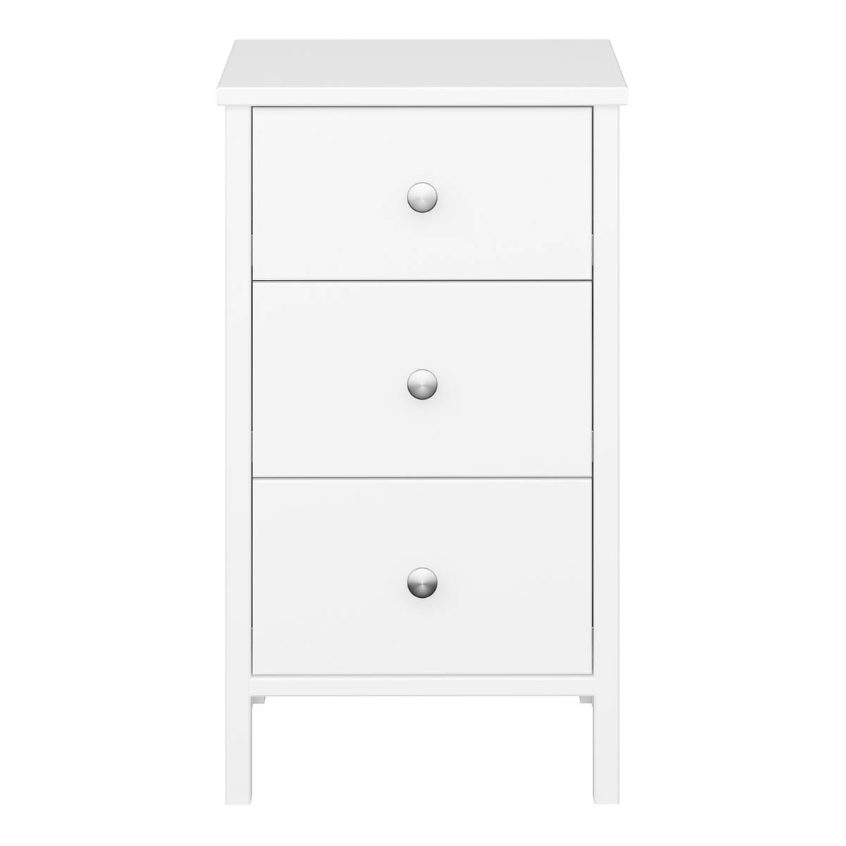 Valenca Bedside Table Chest White 3 Drawer Satin MDF (H)699 (W)400 (D)382.4mm - Image 3